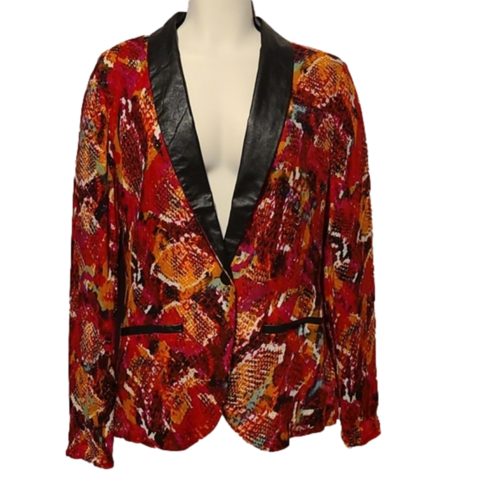 💝NWOT One Teaspoon Lightweight Snakeskin Print Blazer in Red Orange Black